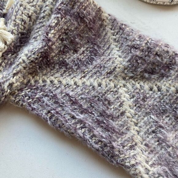 Fate Open Cardigan Tassel Fringe Sweater Lavender & Cream Women’s Large Boho - Picture 13 of 15